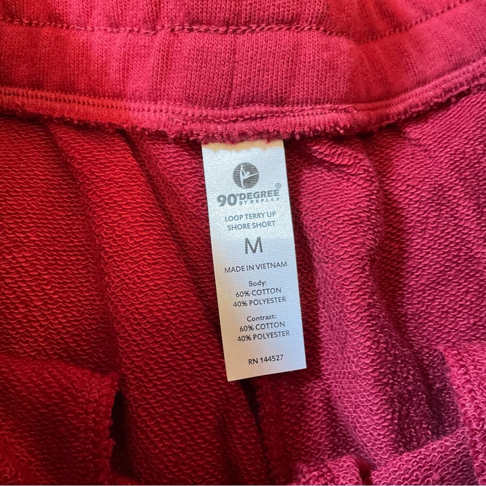 90 Degrees by Reflex Loop Terry Up Shore Shorts - NWT - Medium - Tibetan Red - Picture 7 of 8